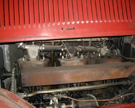 Left side view of the "Big Six" engine compartment. 130 horsepower, 5 1/2" bore, 6" stroke.